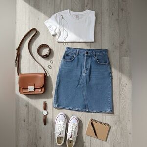 Authentic Y2K Red Square Wear Denim Skirt